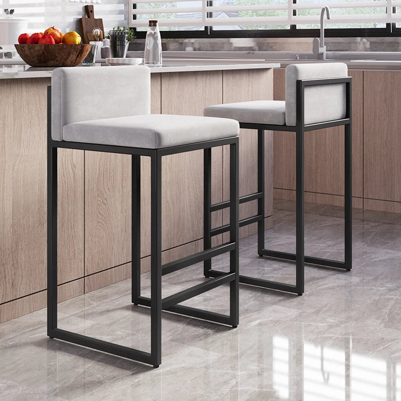 Modern Wrought Iron Counter Stool with Backrest