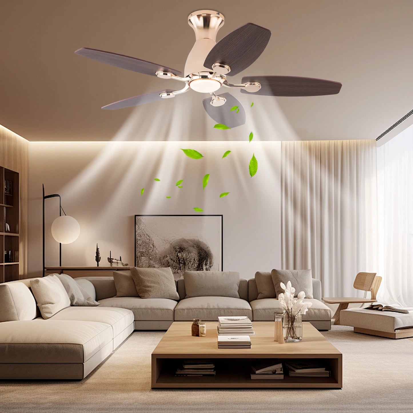 Bymaocar Ceiling Fan Chandelier with Remote Control and Light