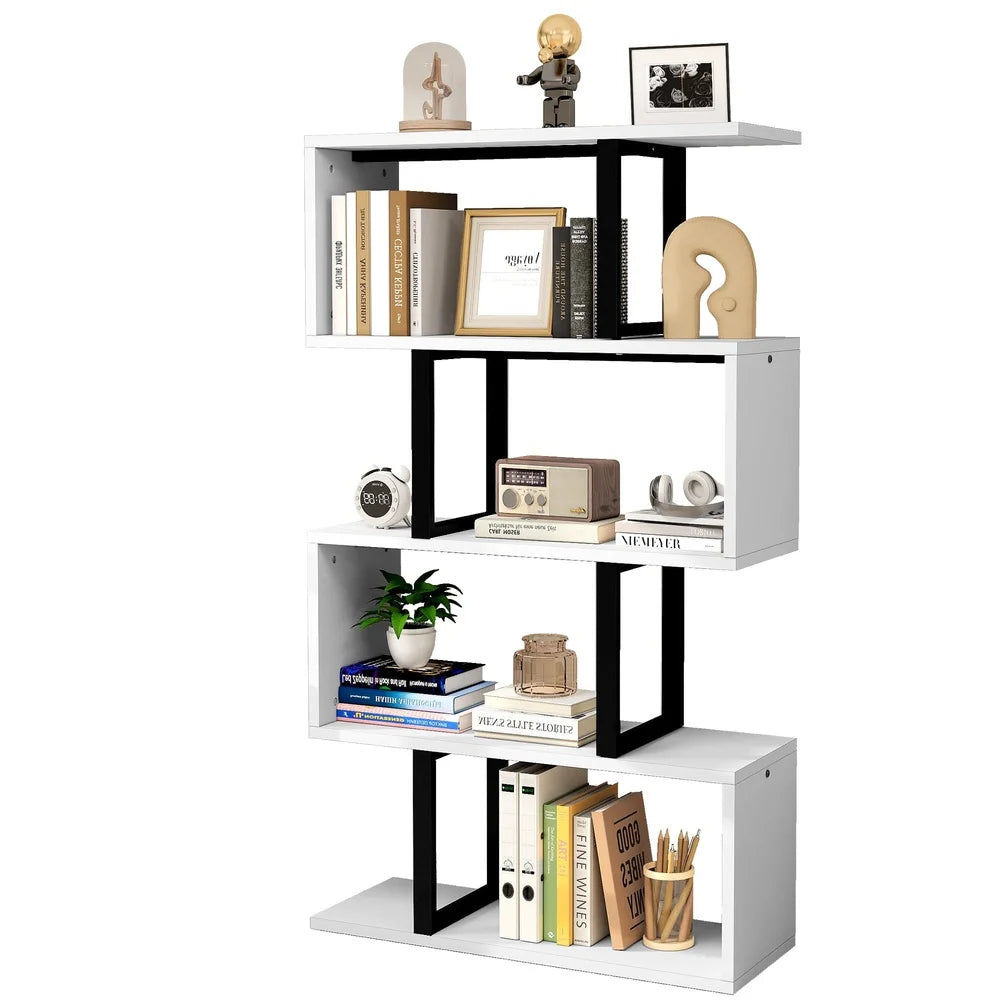 Neet Designs Emporium 5 Tier S Shaped Wood Bookcase Modern