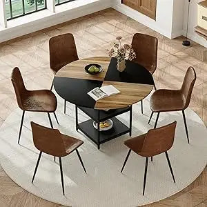 Dafify Round Dining Table Set For Four With Storage