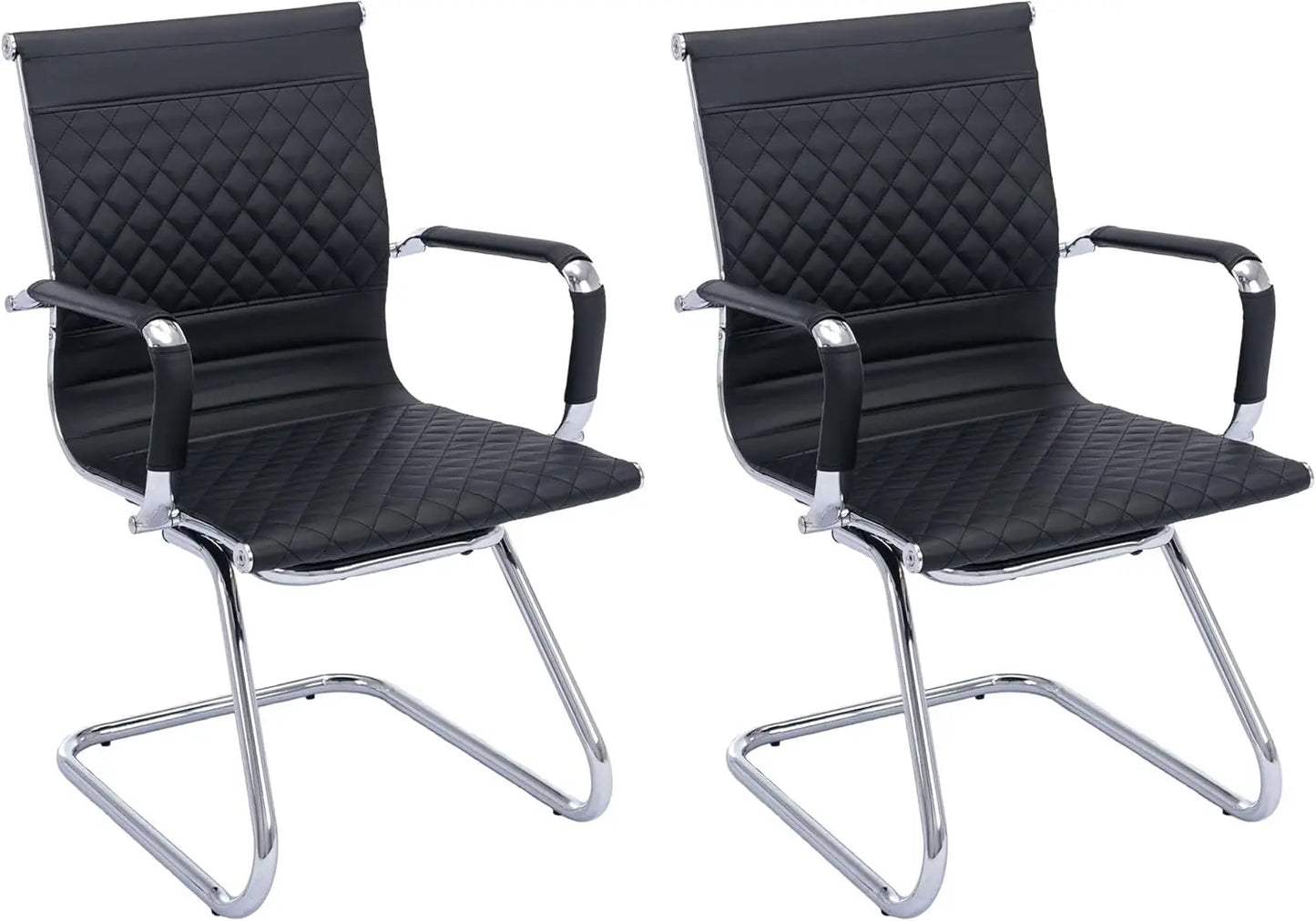 Huanzhuang 4 Office Guest Chairs Rhombic Grid Back Base