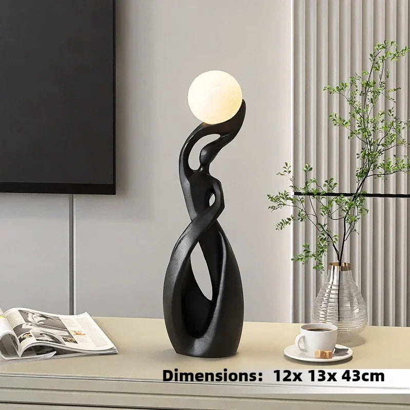 ENERLORD LED Floor Lamp Resin Sculpture Glow Living Room