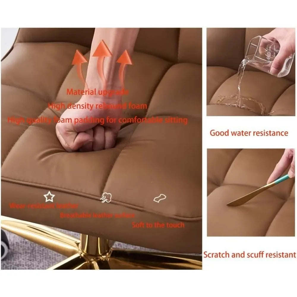 Ergonomic Adjustable Swivel Office Chair With Leather Armrests