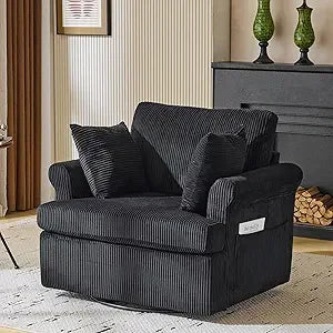 DAFIFY Oversized Swivel Barrel Accent Chair Upholstered Corduroy Armchair