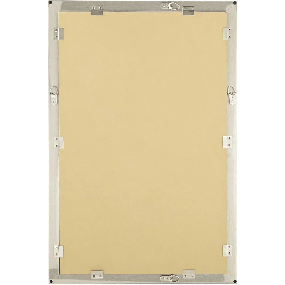Metzeo Rectangular Vanity Wall Mirror Brushed Nickel Metal Frame