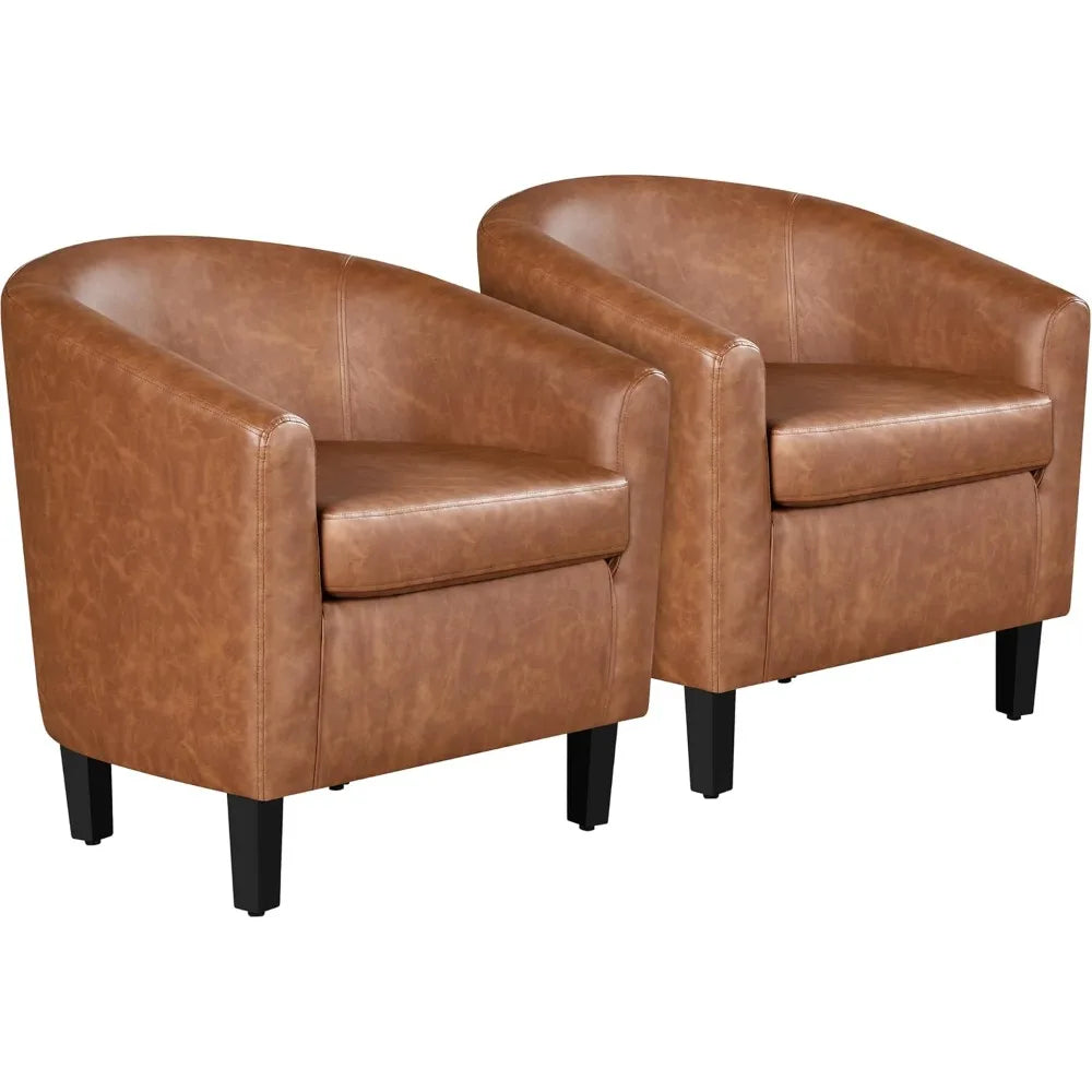 RBXC Faux Leather Barrel Accent Chairs Modern Club Style
