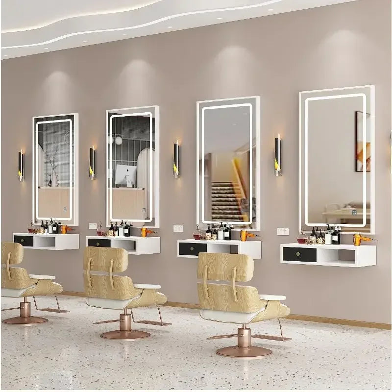 C Barber Shop LED Wall Mirror Hair Salon Decorative Trendy