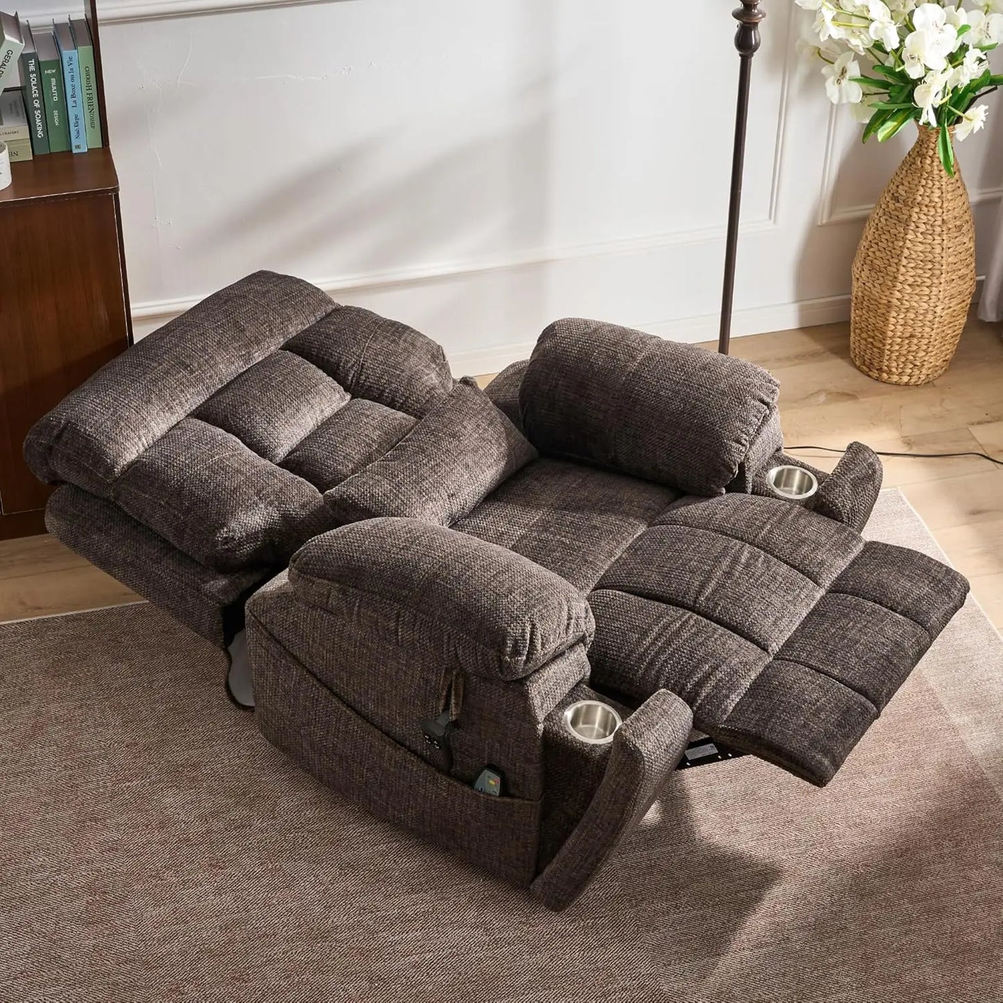 Oversized Power Lift Recliner With Heat Massage Cupholders