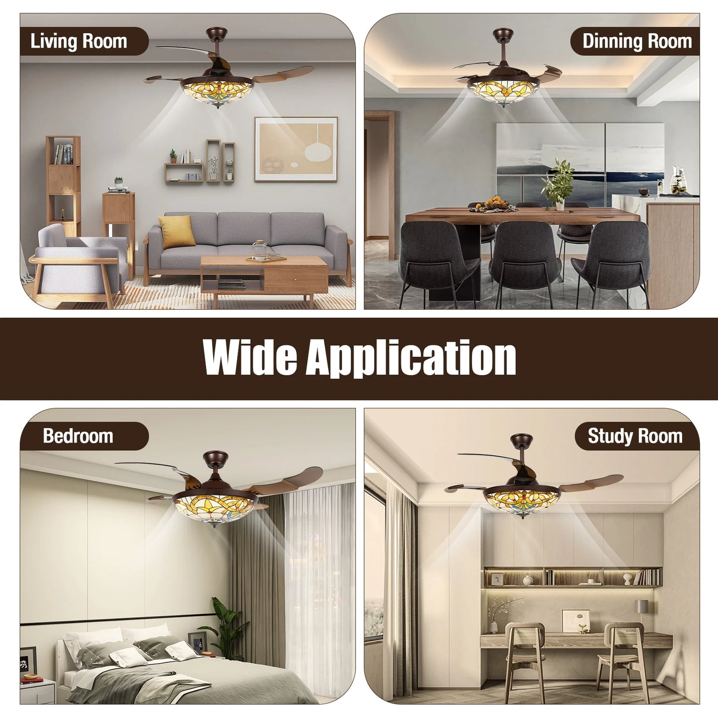 Hign Concerned Ceiling Fan With Lights LED Remote Control