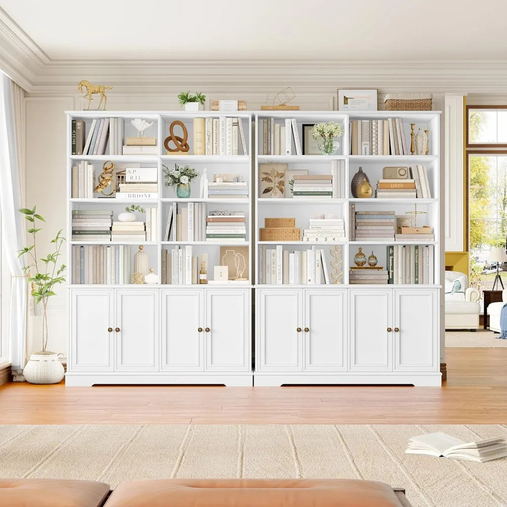 MKDK Tall Six Tier Bookshelf With Doors And Storage