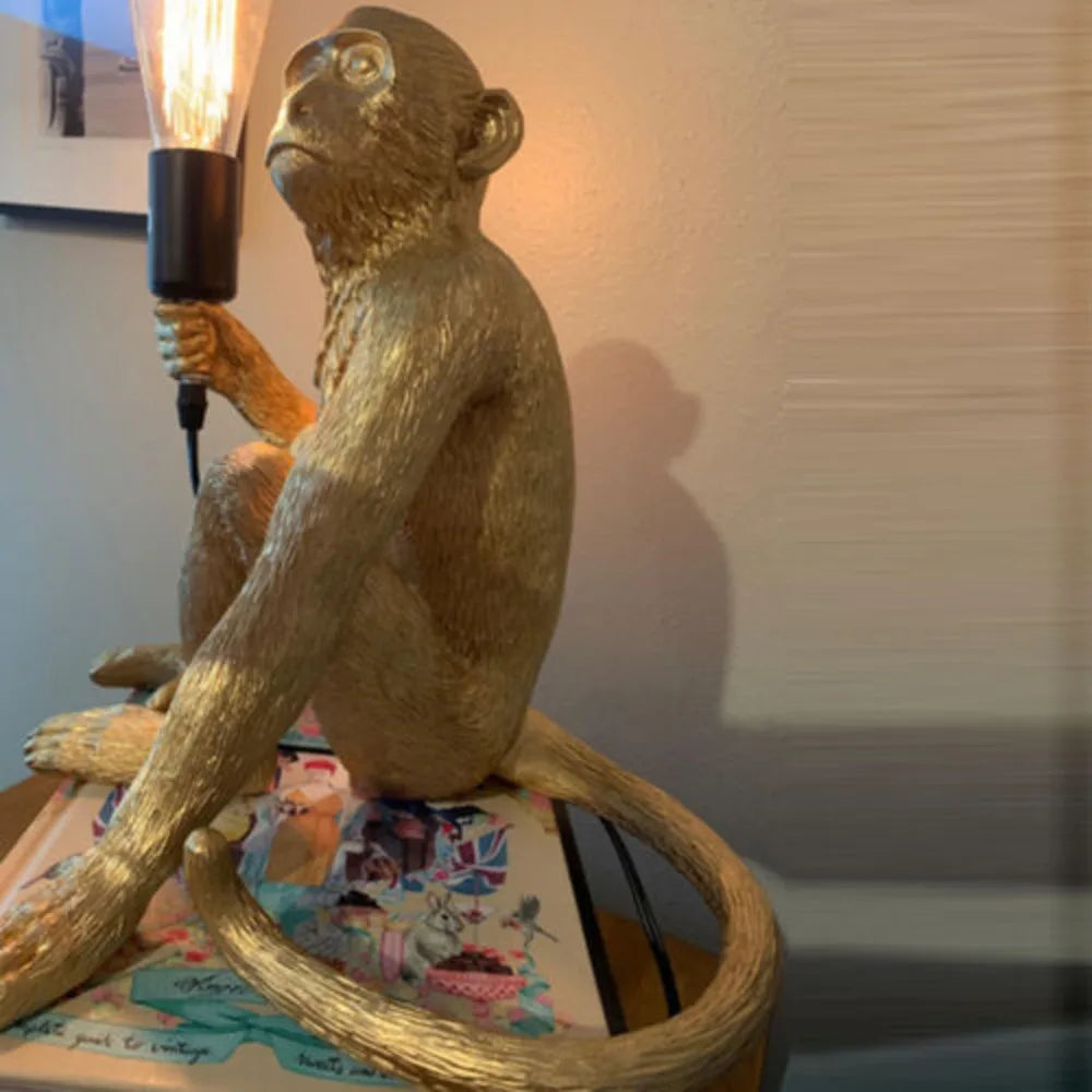 Monkey Shaped Resin Desk Lamp For Home Office Lighting