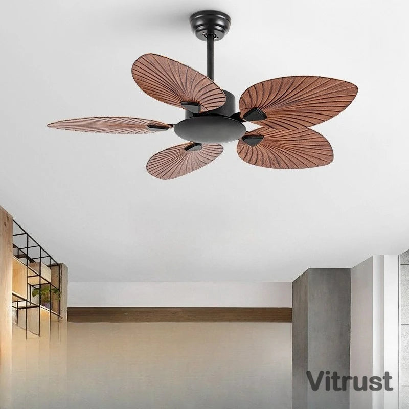 VITRUST Industrial Ceiling Fan No Light Retro Palm Leaf Blades