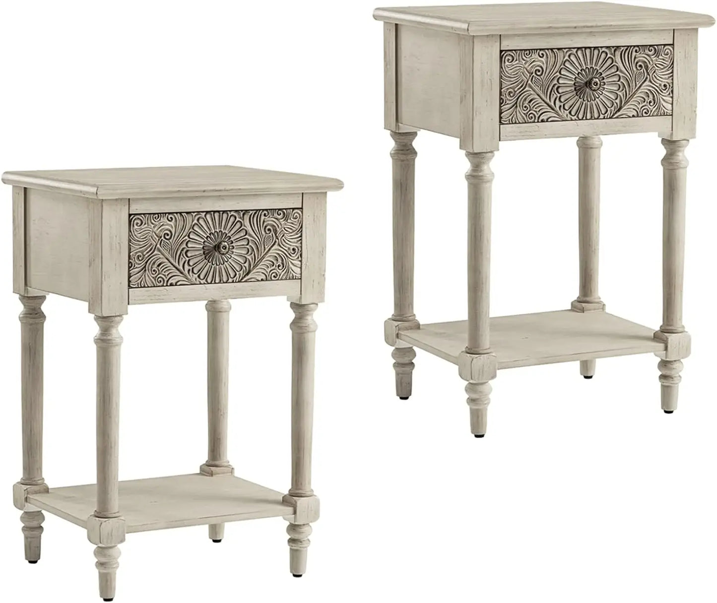 General Vintage Nightstand Two Drawer Farmhouse Night Table
