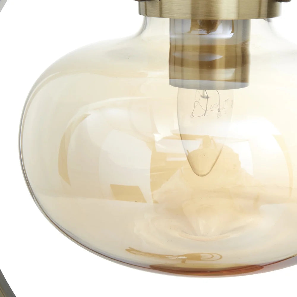 Circular Metal Accent Lamp With Clear Glass Shade Modern