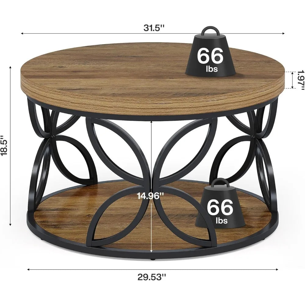 Round Coffee Table With Storage Living Room Center Table