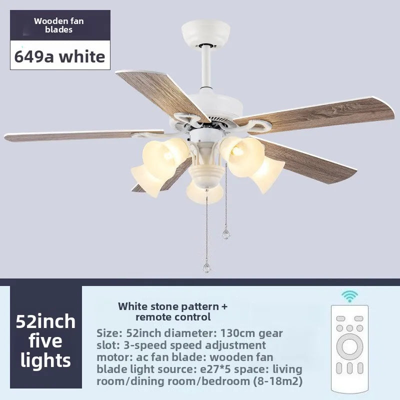 VITRUST Scandinavian Style Ceiling Fan Lamp With Tiffany Glass Shade