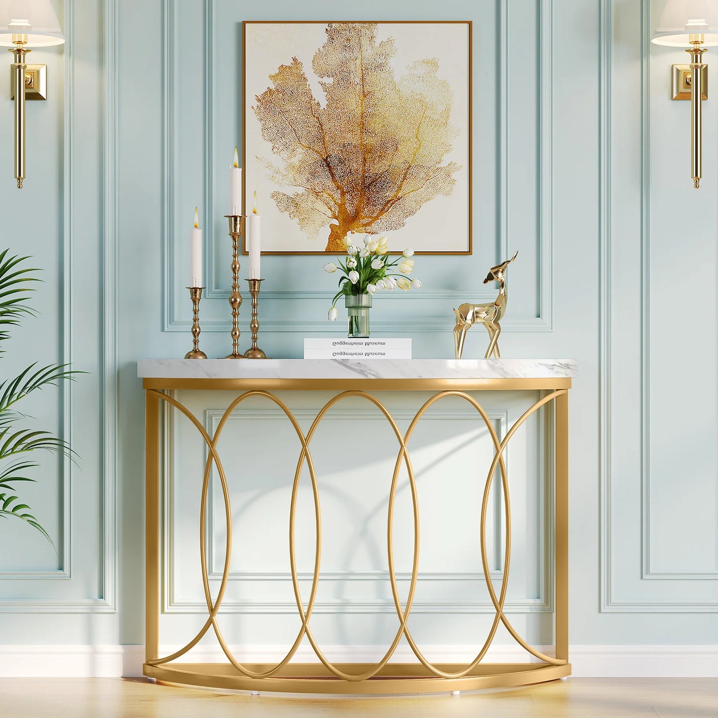 Tribesigns Half Moon Console Table Modern Entryway Decor
