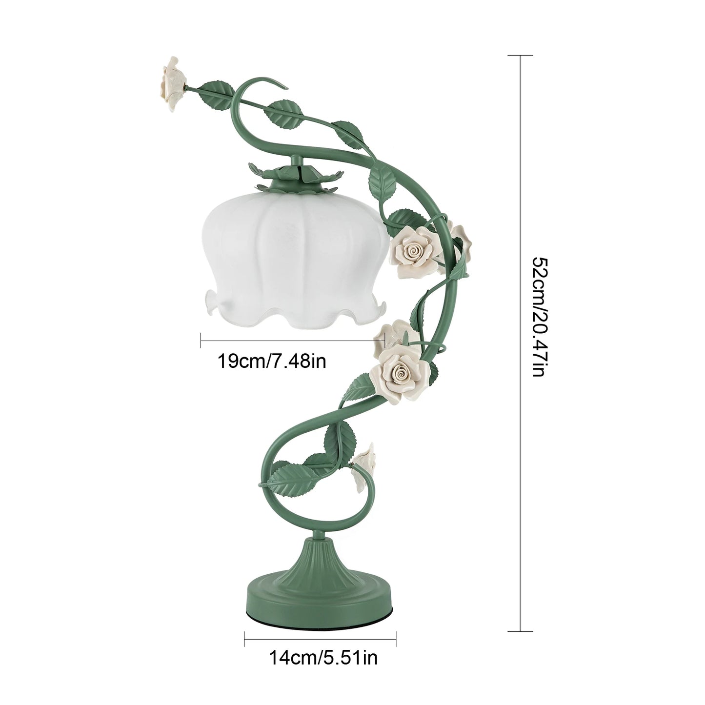 Neet Designs Emporium Flower Glass Bedside Table Lamp