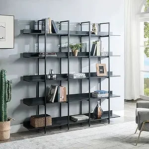 MKDK Industrial Wooden Five Tier Bookcase With Metal