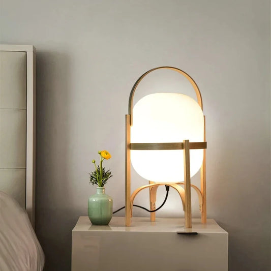 Wood Art LED Desk Lamp Modern Minimalist Bedside Light