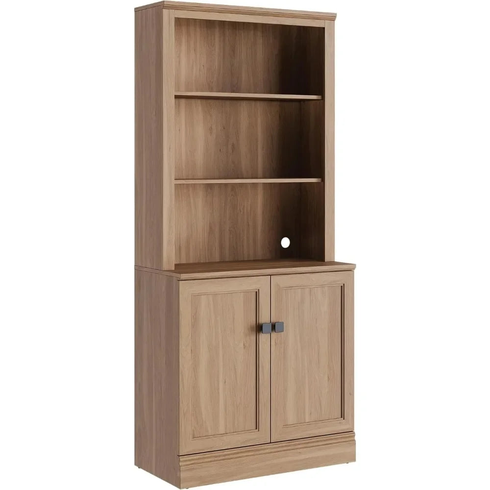 Oak Wood Freestanding Bookcase With Adjustable Shelves