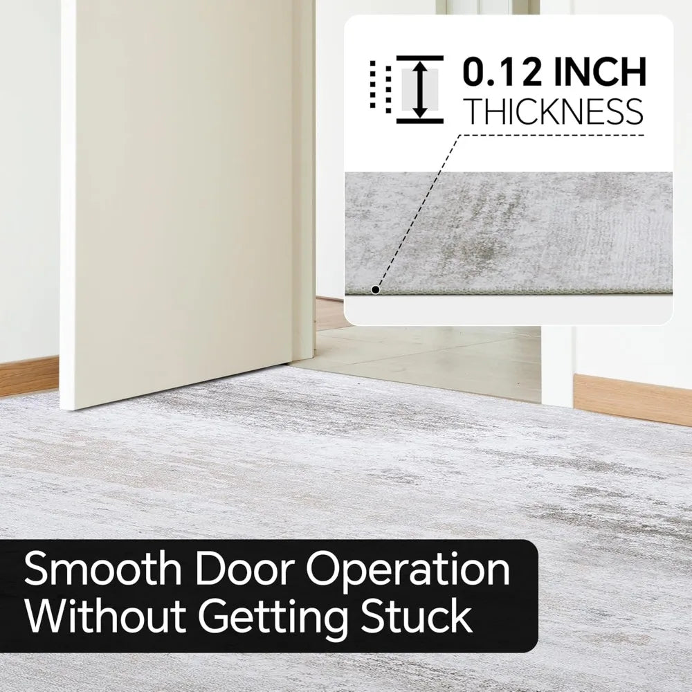 Boho Style Wool Area Rug with Non Slip Backing