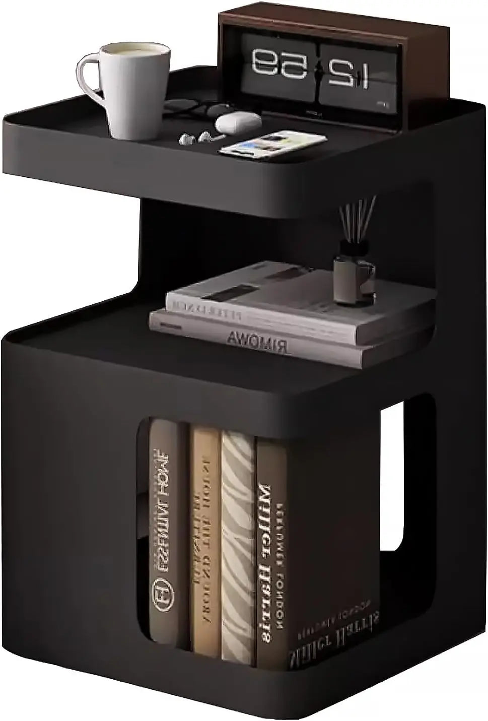 General Use Side Table Modern 3 Tier Glass Nightstand
