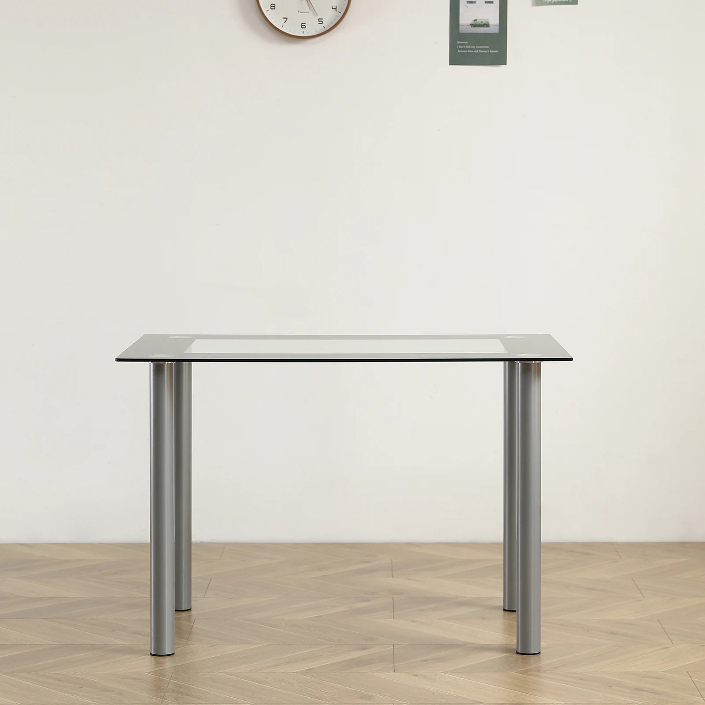 Tempered Glass Dining Table Rectangular Four Seater Modern
