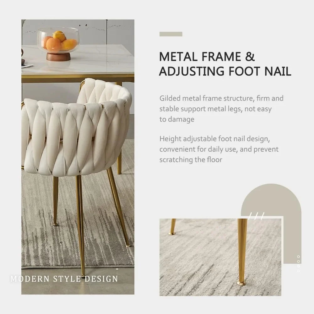 DAFIFY Upholstered Velvet Dining Chairs With Gold Legs