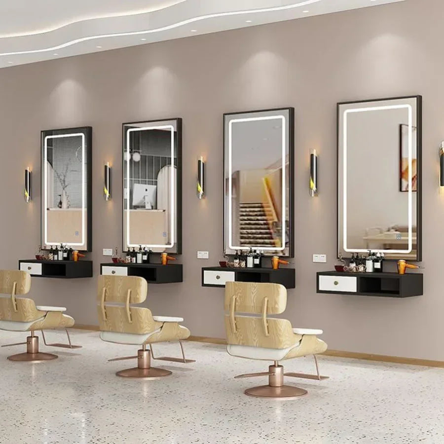 C Barber Shop LED Wall Mirror Hair Salon Decorative Trendy