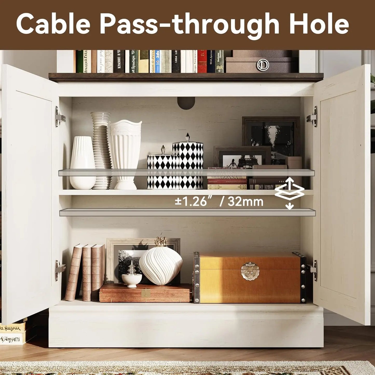 XMSJ Five Tier Bookshelf With Adjustable Shelves Cabinet