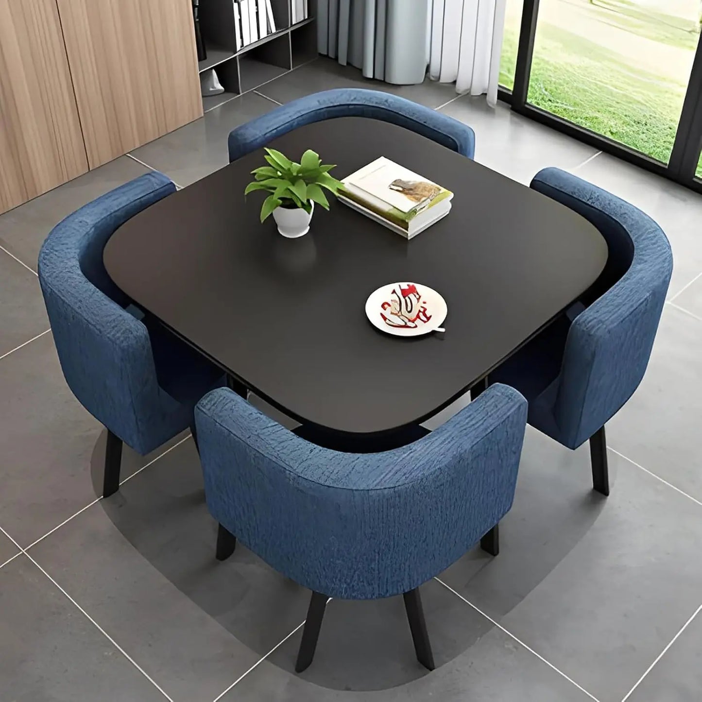 Guangbai Round Dining Table Set With 4 Chairs For Office
