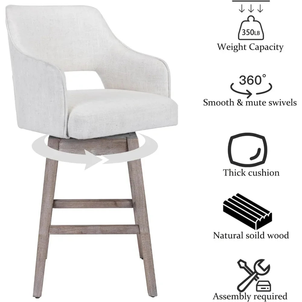 Guangbai Linen Upholstered Swivel Bar Stools Set of 2
