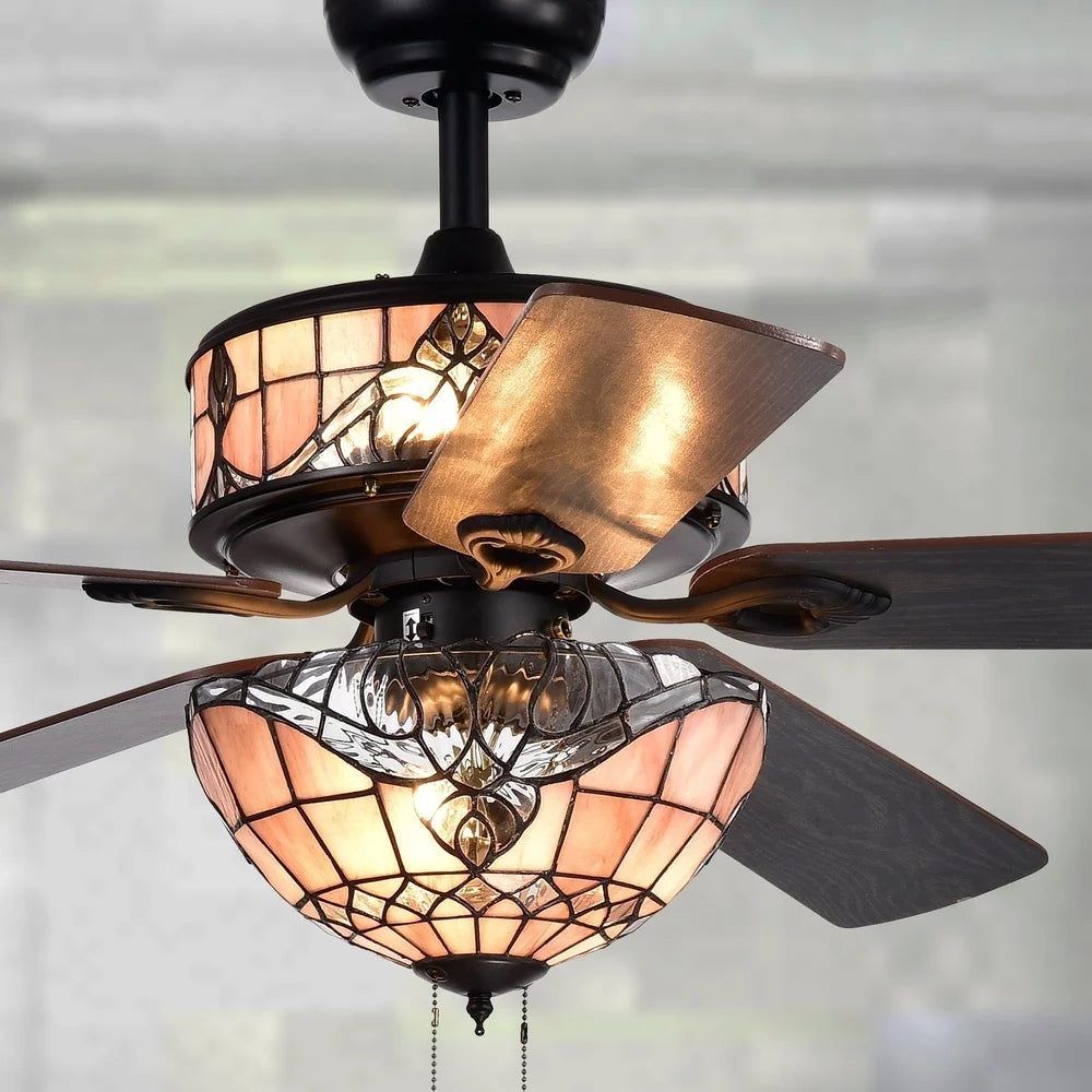 XMSJ Baroque Ceiling Fan Six Light Reversible Motor Pull Chain