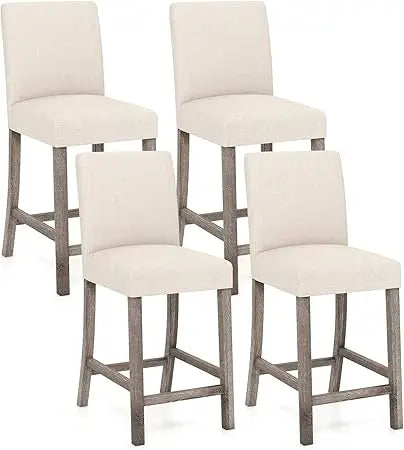 MKDK Bar Stools Counter Height Set Modern Fabric With Back