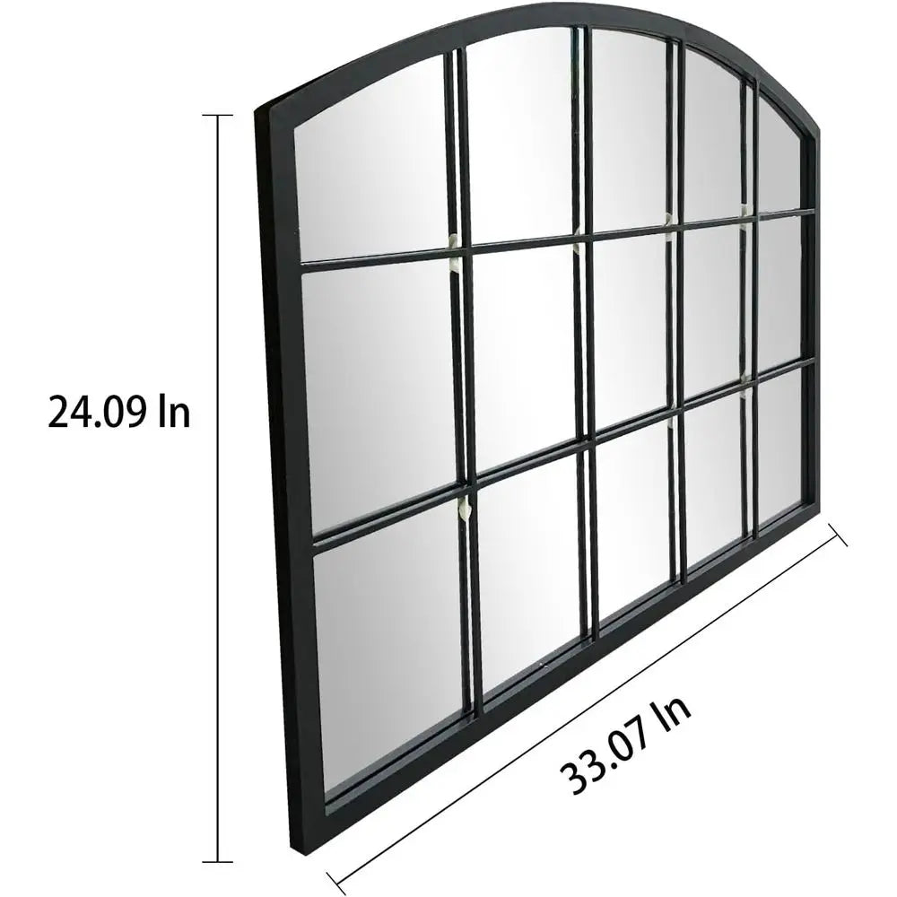 Arched Vintage Metal Wall Mirror for Entryway and Living Room