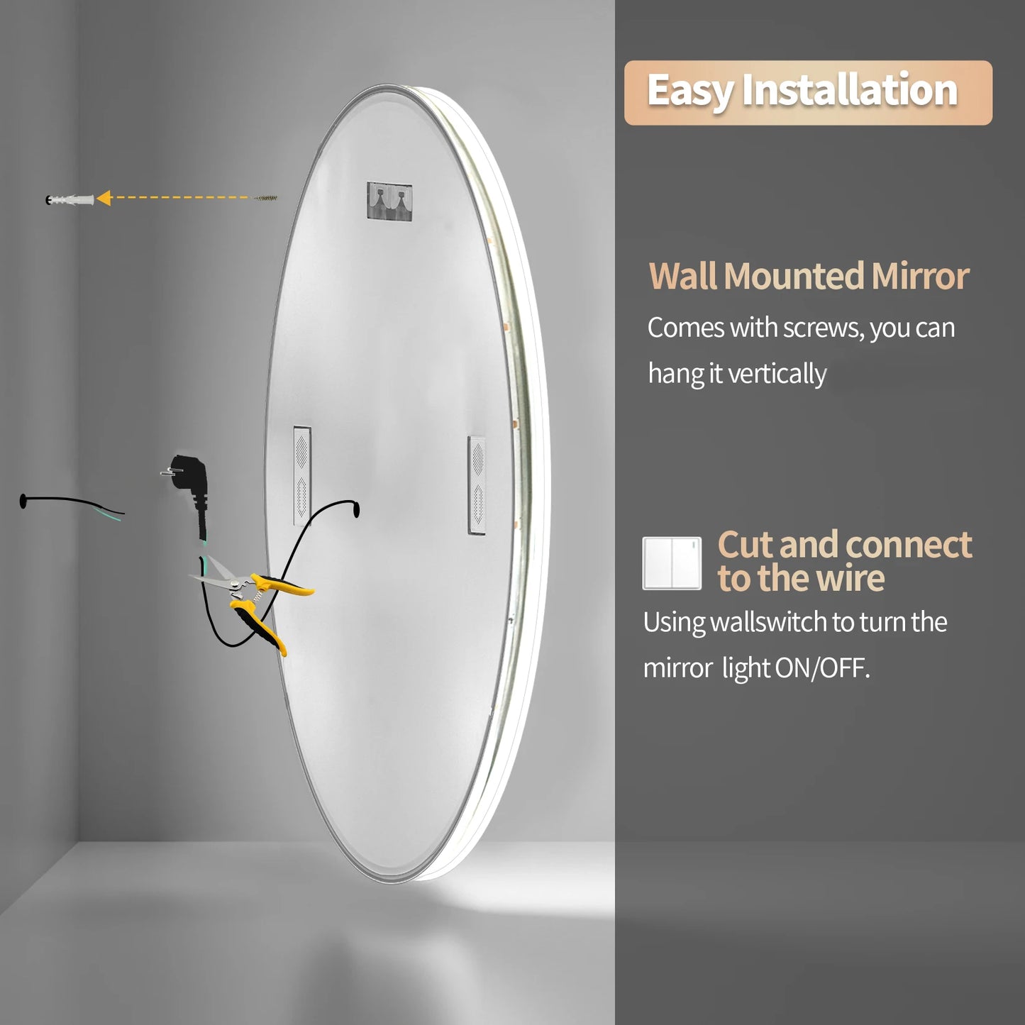 Wisfor Led Bathroom Mirror With Lights Bluetooth Speaker