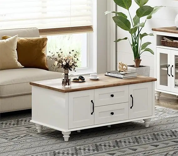 Modern Coffee Table With Storage Cabinet And Drawer