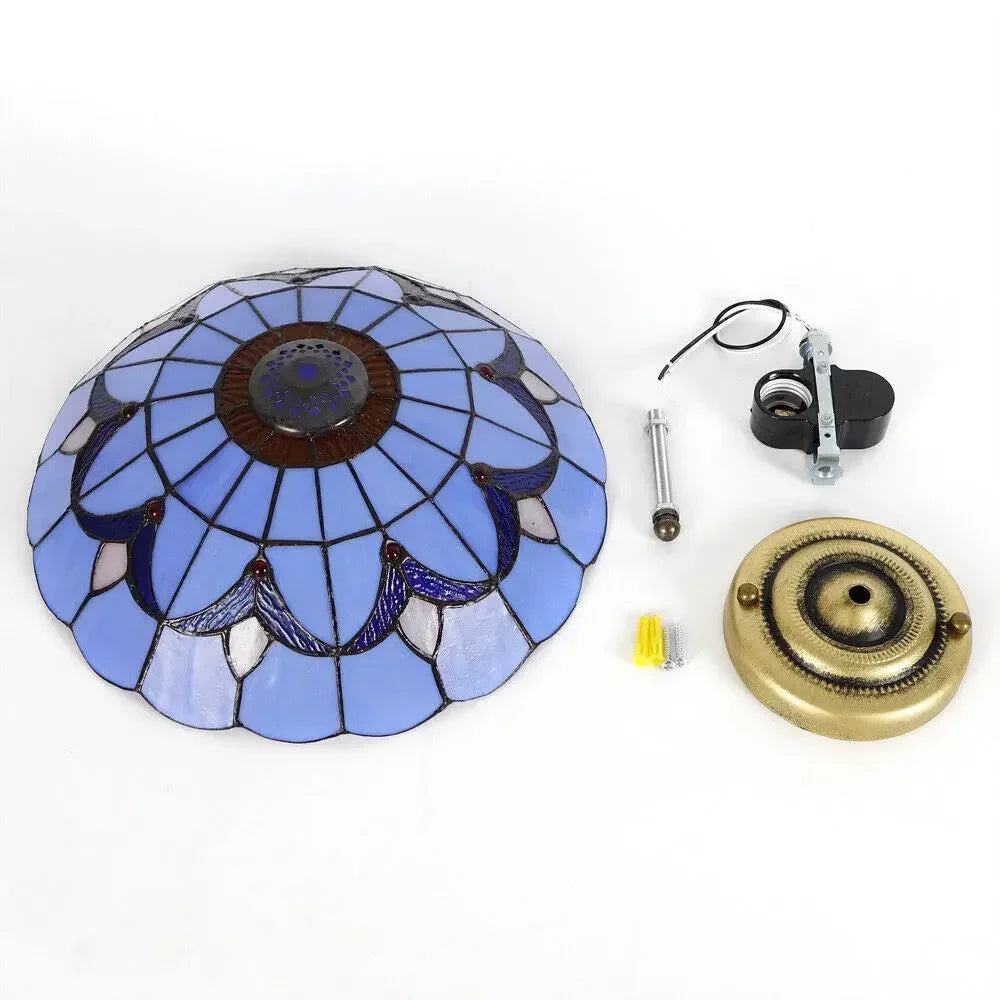 Tiffany Style Stained Glass Flushmount Vintage Ceiling Lamp