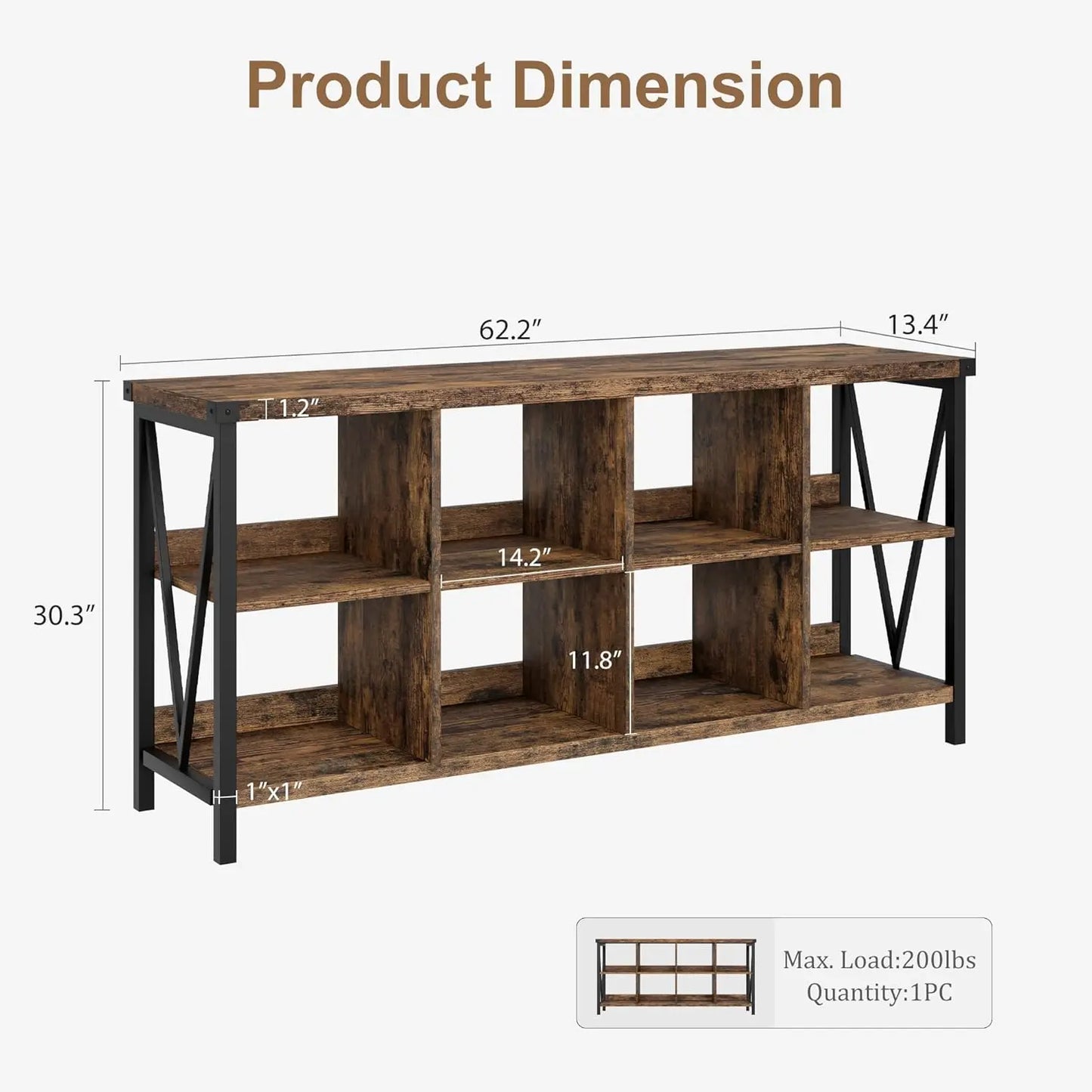 HiMISS Farmhouse Cube Storage Organizer Wood Bookshelf