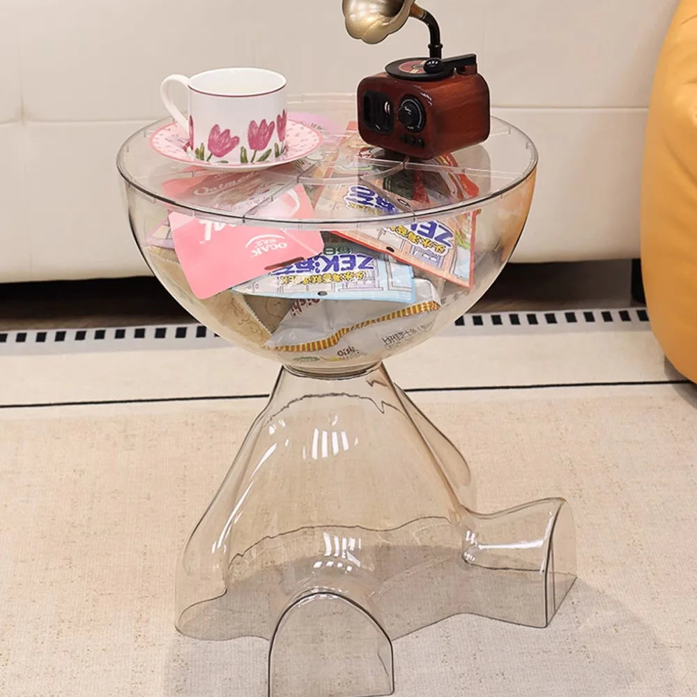Transparent Round Coffee Table Modern Minimalist Plastic