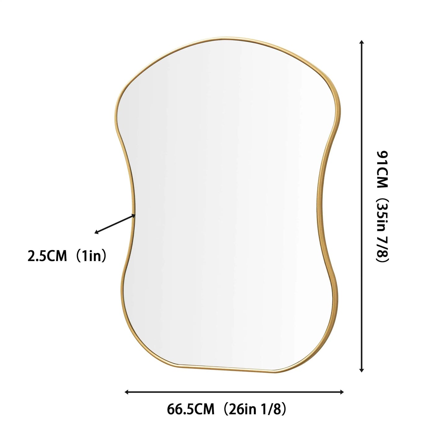 SHYFOY Wave Shaped Gold Frame Accent Wall Mirror