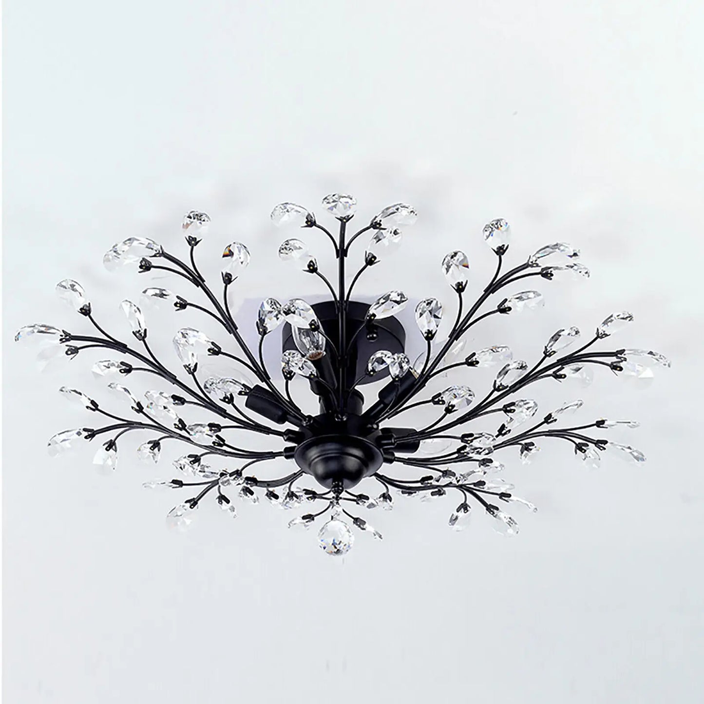 Bymaocar Vintage Crystal Chandelier Flower Ceiling Lamp