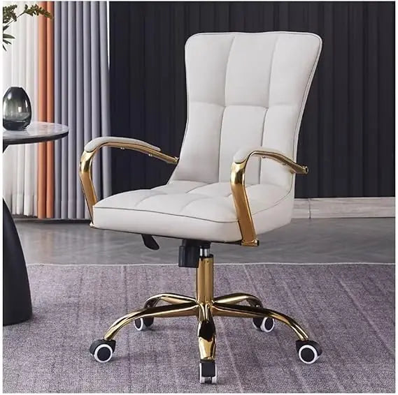 Ergonomic Adjustable Swivel Office Chair With Leather Armrests