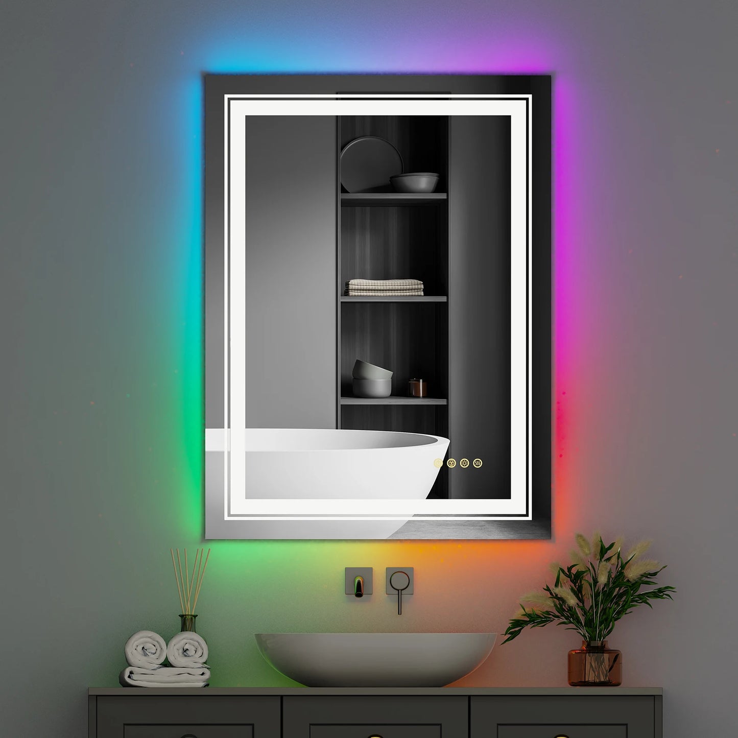 Wisfor LED Vanity Mirror RGB Backlit Anti Fog Dimmable