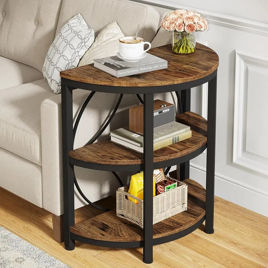 ZUIDID Half Round End Table Three Tier Narrow Metal Frame