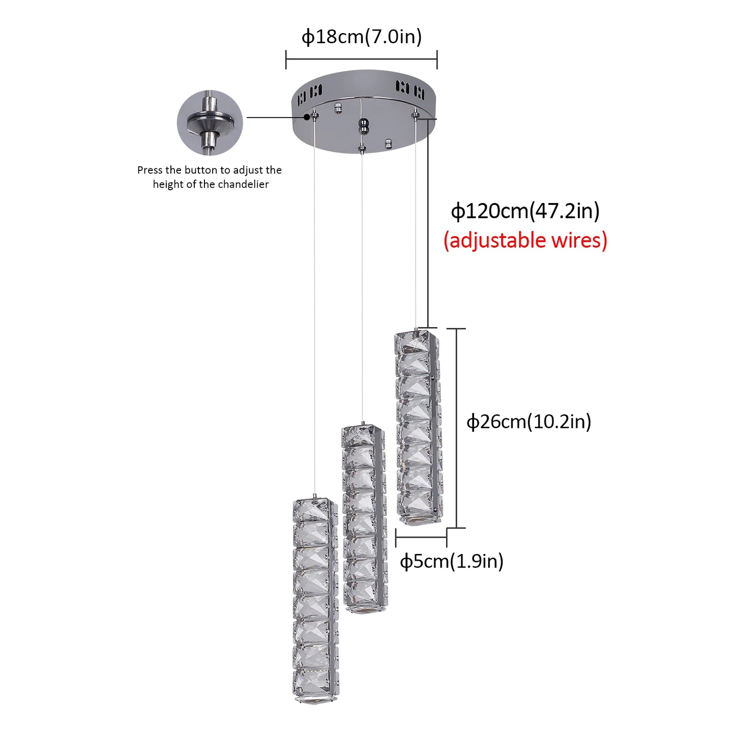 VETRULUS Nordic K9 Crystal Ceiling Lamp Led Chandelier