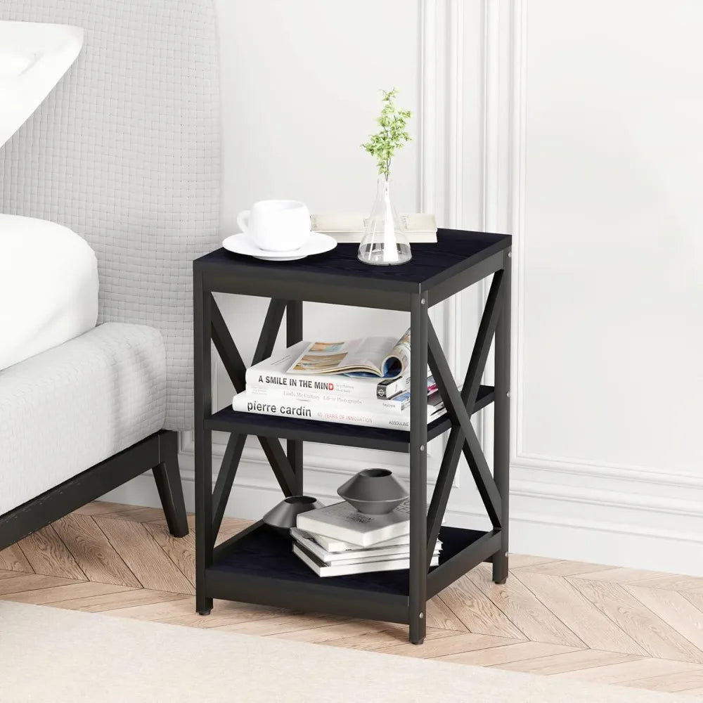 High Concerned Industrial X Design Coffee Table Set 3 Storage