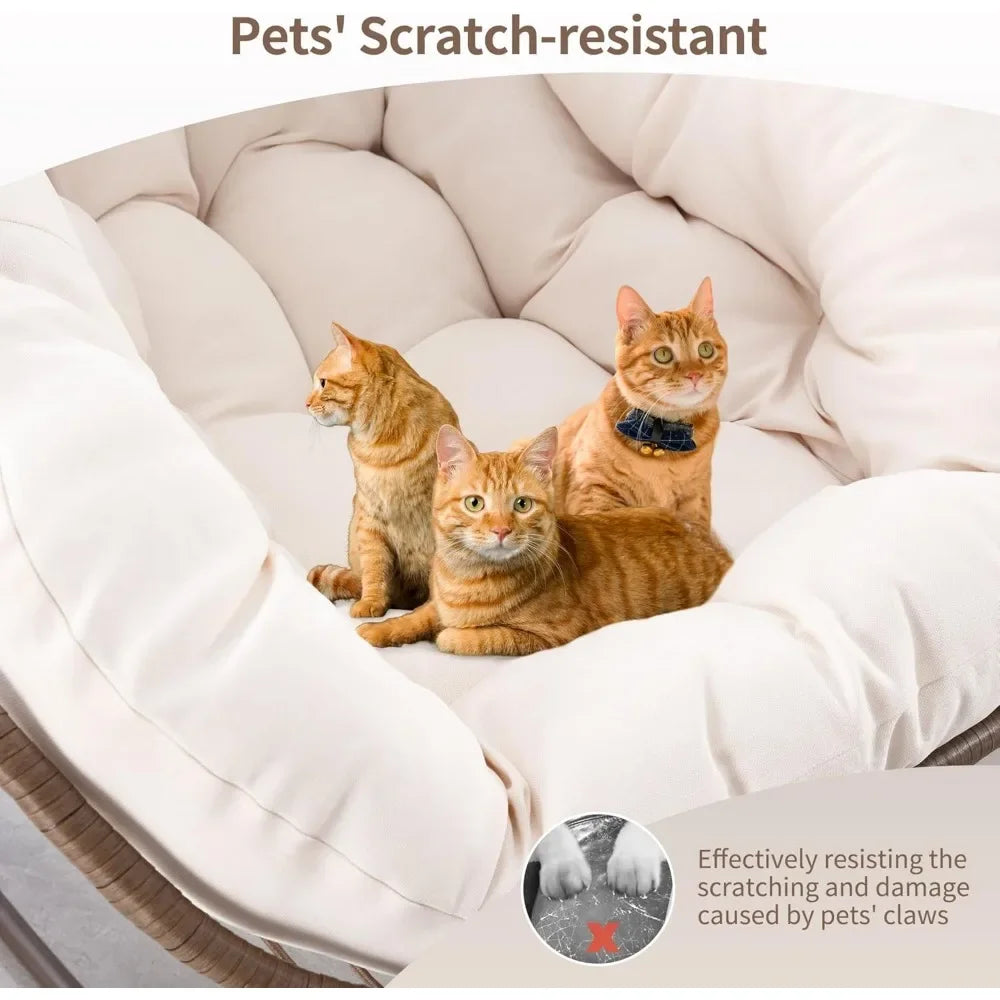 GUANGBAI Oversized Papasan Rocking Chair Padded Cushion