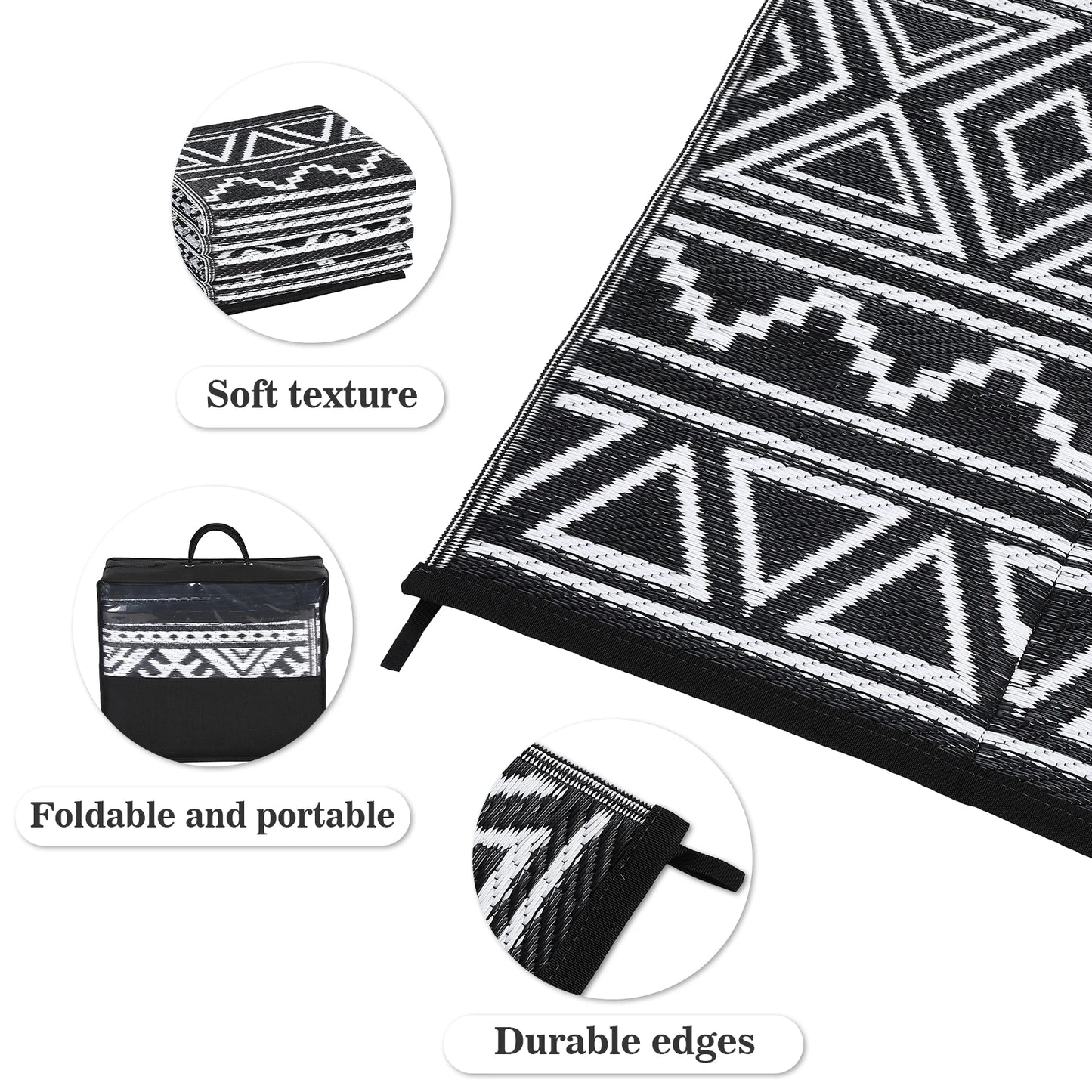 Studyset Outdoor Boho Patio Rug Waterproof And Reversible